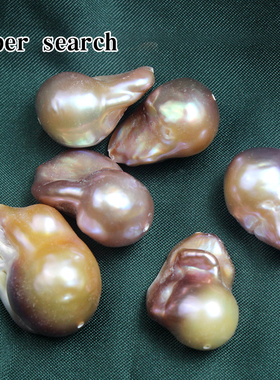 淡水珍珠强光鱼尾炫彩妖紫色大巴洛克散珠子耳坠DIY项链吊坠配饰