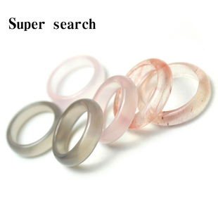玉髓戒指指环尾戒饰品红水晶粉灰玛瑙男女款礼物情侣跑环手持配饰