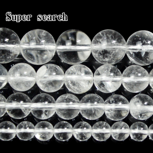 天然棉絮状白水晶矿散珠子材料diy手工串手链女耳饰配件吊坠圆珠