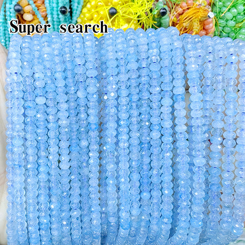 海蓝宝水晶玉髓石头切面隔片隔珠垫片散珠子DIY手链项链手工串珠