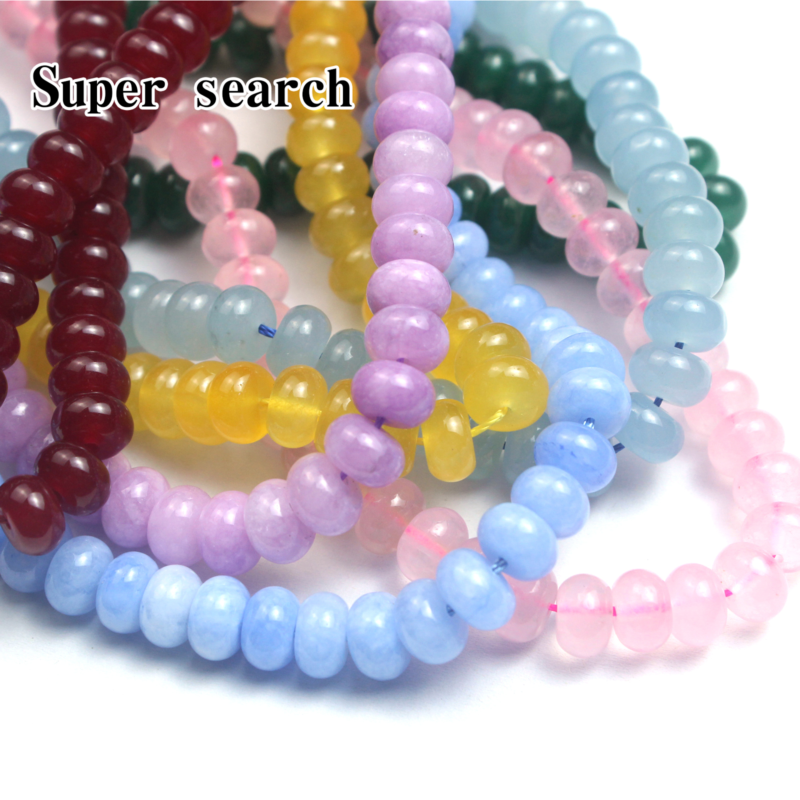 彩色玉髓石头算盘珠隔片红粉绿黄散珠子DIY手工手链项链配饰串珠
