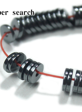 黑胆石散珠圆盘圆片隔片隔珠diy手工串珠黑色石头项链手链配饰