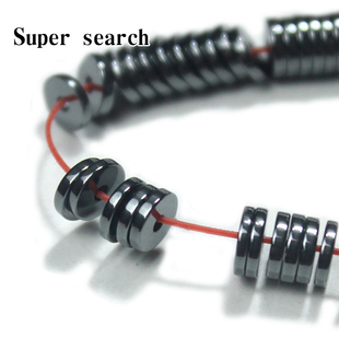 黑胆石散珠圆盘圆片隔片隔珠diy手工串珠黑色石头项链手链配饰