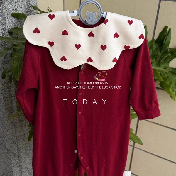 婴儿拜年服喜庆红色口水巾新生女宝宝连体衣满月百天周岁过年纯棉,婴童用品,口水巾,淘宝优惠券,粉丝福利购,淘宝优惠卷