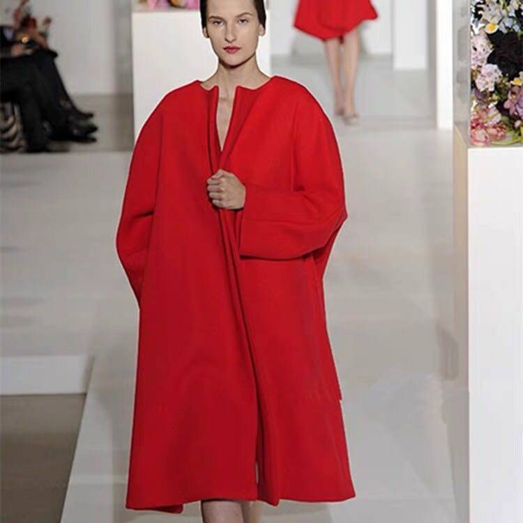 fashionbest高定重磅正红色大衣