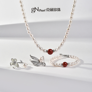 李佳琦直播间 淡水珍珠妙荷 京润 静心项链 蔓悠胸针 赐福手链