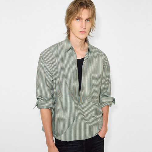 UNICAHOMME/反叛绅士解构不规则交叠细条纹衬衫