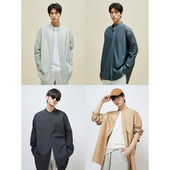 UNICA 男休闲 衬衫 HOMME 简约高街感廓形_荃棉宽松ins潮小立领长袖