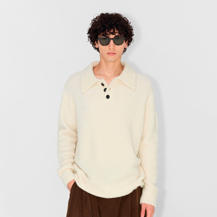 针织衫 polo翻领休闲长袖 毛衣男 羊驼毛男士 UNICAHOMME黄景瑜同款
