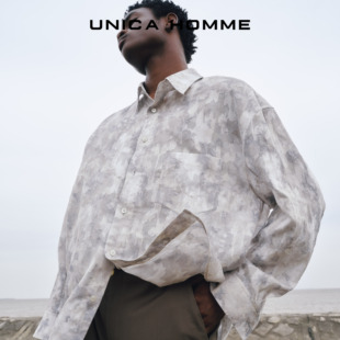 飘逸翩迁_桑蚕丝艺术提花飘逸轻盈衬衫 黄景瑜同款 HOMME UNICA