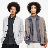 线迹时髦黄金牦牛绒针织开衫 UNICA HOMME 外套