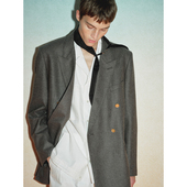 HOMME 陆毅同款 羊毛精纺男士 UNICA 条纹休闲外套双排扣西装 男