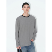 韩系少年感叠穿简约春季 UNICA HOMME 圆领吉他刺绣条纹T恤基础