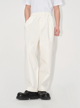 UNICA HOMME/进口男士直筒皱感白色复古宽松锥形休闲裤