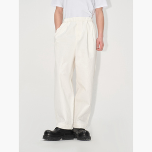 直筒皱感白色复古宽松锥形休闲裤 进口男士 HOMME UNICA