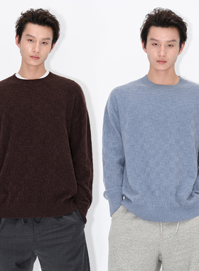 UNICA HOMME/暗格格纹细腻舒适羊绒套头衫
