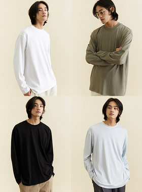 UNICA HOMME纯色/条纹长袖圆领T恤上衣男装卫衣白色打底衫