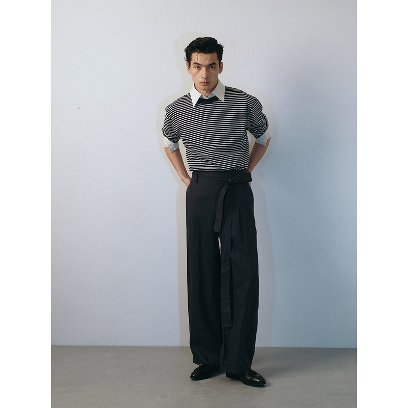 UNICA HOMME/复古基础款撞色系棉条纹长袖T舒适宽松,男装,T恤,淘宝优惠券,粉丝福利购,淘宝优惠卷