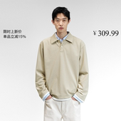 HOMME 撞色叠穿宽松休闲美式 学院风长袖 UNICA 假两件polo衫 男