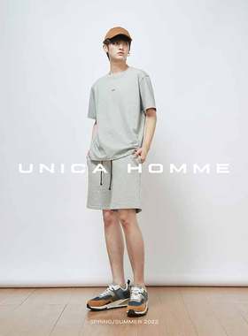 UNICA HOMME/原创设计DUDE系列_重磅针织棉_字母印花短袖T恤男夏