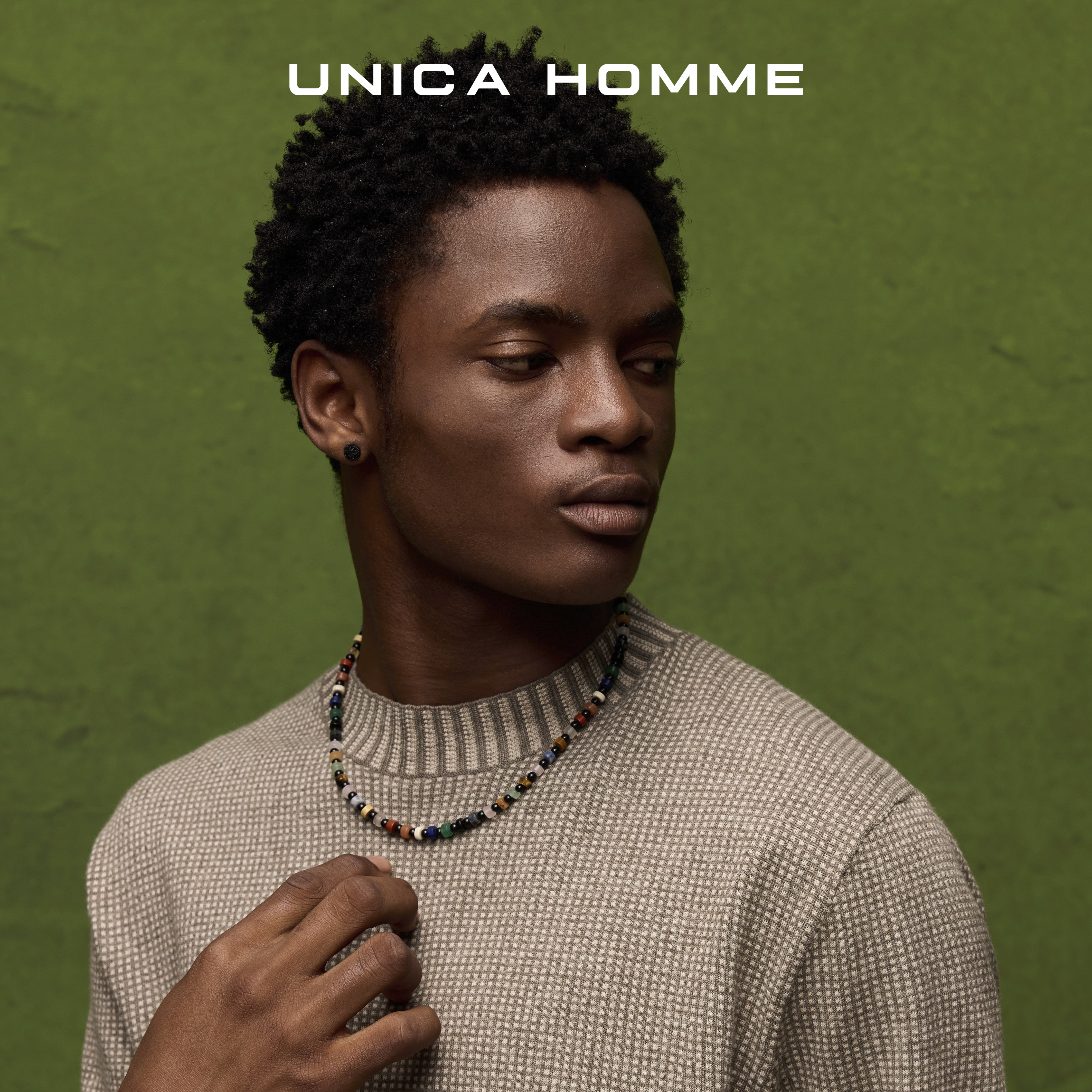 UNICA HOMME/造型点睛之笔_天然石混色串珠项链