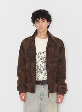 UNICAHOMME做旧轻绒面水洗做旧皮衣