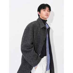 时髦羊毛毛呢大衣中长款 英国进口男款 秋冬外套男 HOMME UNICA