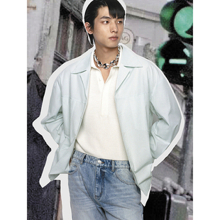 UNICA HOMME/王子奇同款_慵懒外套度假休闲男士古巴领衬衣衬衫男