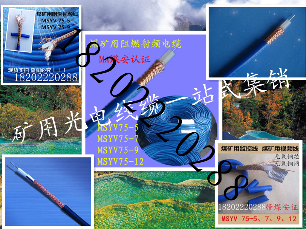 矿用阻燃同轴电缆 铜丝编织抗干扰 MSYV75-12  带煤安证