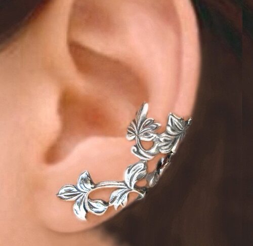 美国代购 Earcuff  精美手作潮流大气时尚纯银春叶耳饰耳夹 - 封面
