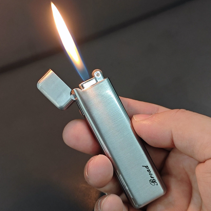 新款乐享纤薄小巧砂轮明火充气打火机便携女士砂轮长条创意打火机