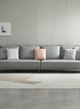 全友家居正品  21960 布洛克 高分子舒感布 烟云灰配色 直排沙发