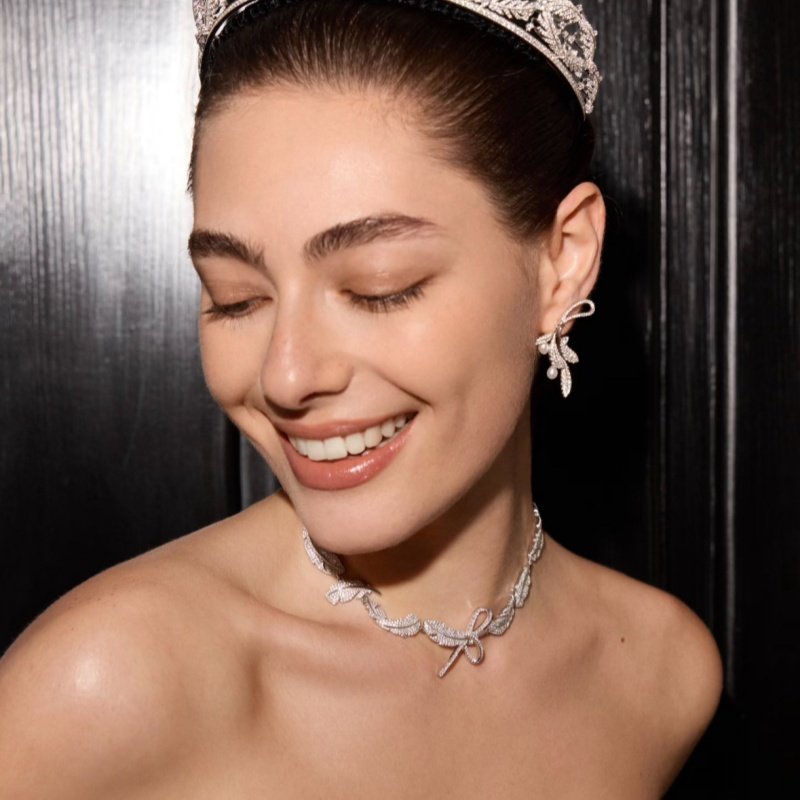 hefang纯银何方月桂叶珍珠耳环