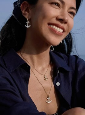 hefang925纯银何方闪闪船锚项链