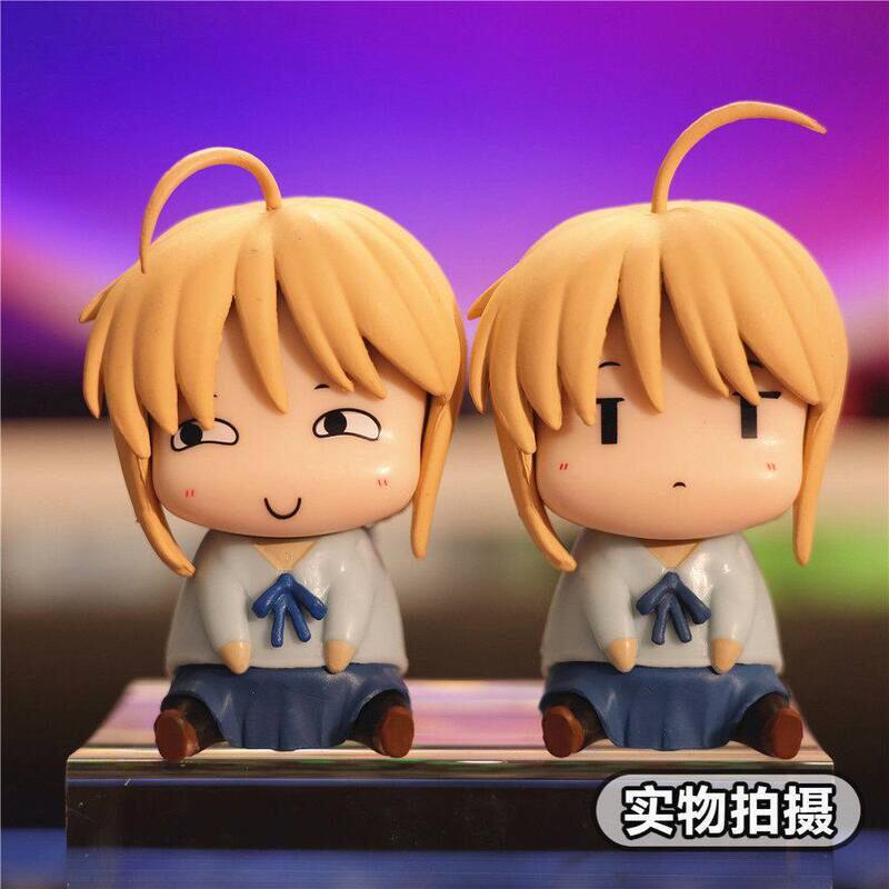 跨境Q版坐姿塞巴滑稽脸Fate/stay night UBW saber二次元手办摆件