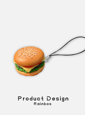 STI仿真汉堡堡个性手机挂件挂绳手机链吊坠女精致书包包小挂饰品