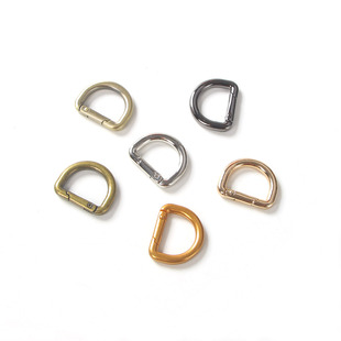 包配件D型环侧耳金属环挂扣D字扣弹簧开口浅金色古铜色半环扣wj03