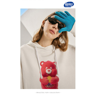 爱心小熊care卡通bears休闲卫衣无帽套头百搭亲子装oversize外套