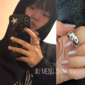ins风博主款 超酷韩国小众设计做旧五角星夸张开口可调节戒指B25