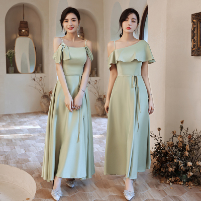 2025新款春夏伴娘服日常可穿婚礼姐妹团气质礼服缎面高端轻奢小众