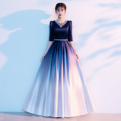 大合唱团演出服女长裙红色宴会