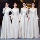 加绒保暖长礼服裙女高级感显瘦姐妹团晚装 2025新款 伴娘服长袖 中式