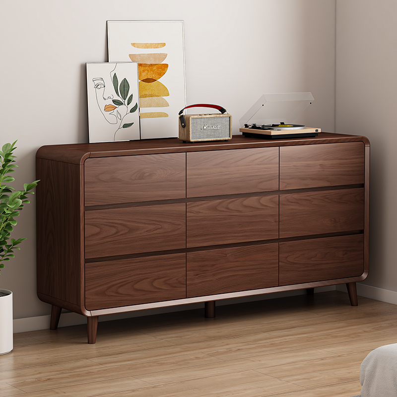 新中式九斗柜实木抽屉床尾斗柜卧室收纳柜北欧储物五六斗柜胡桃色