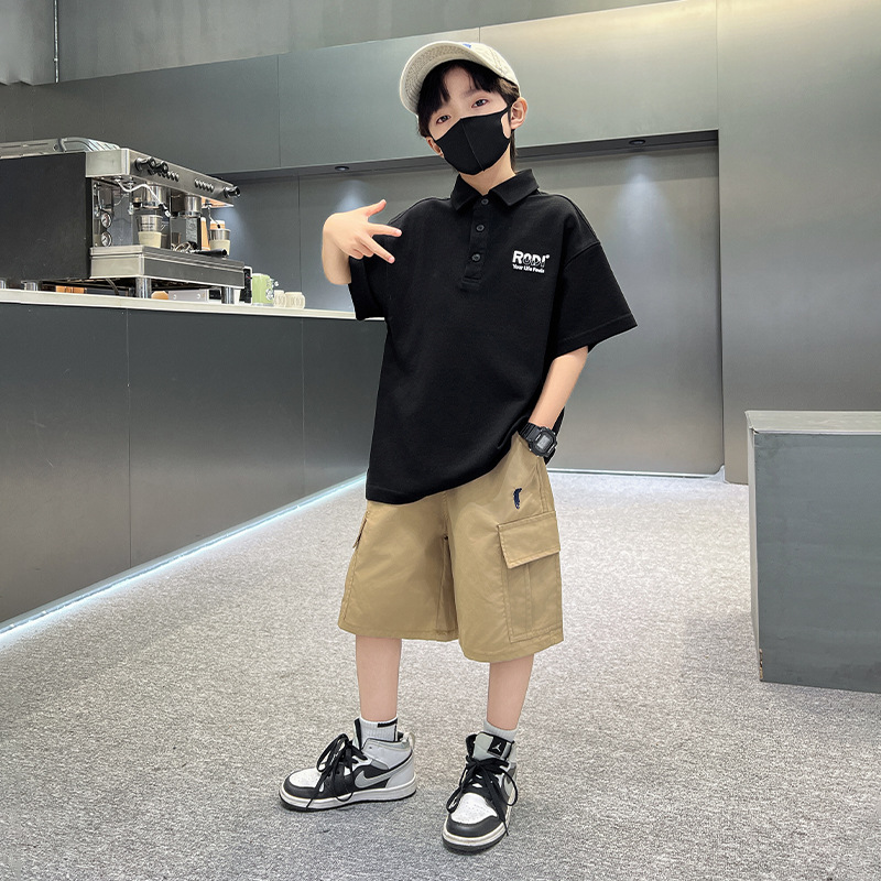 男童polo衫短袖t恤夏季套装2025新款帅气男孩上衣大儿童夏装半袖