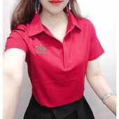 欧洲站短袖 翻领刺绣上衣潮T 气质百搭内搭POLO衫 t恤女2025夏季 新款