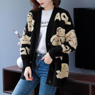 秋冬加肥加大码羊毛衫毛衣外套新款宽松胖女人加厚针织开衫妈妈装