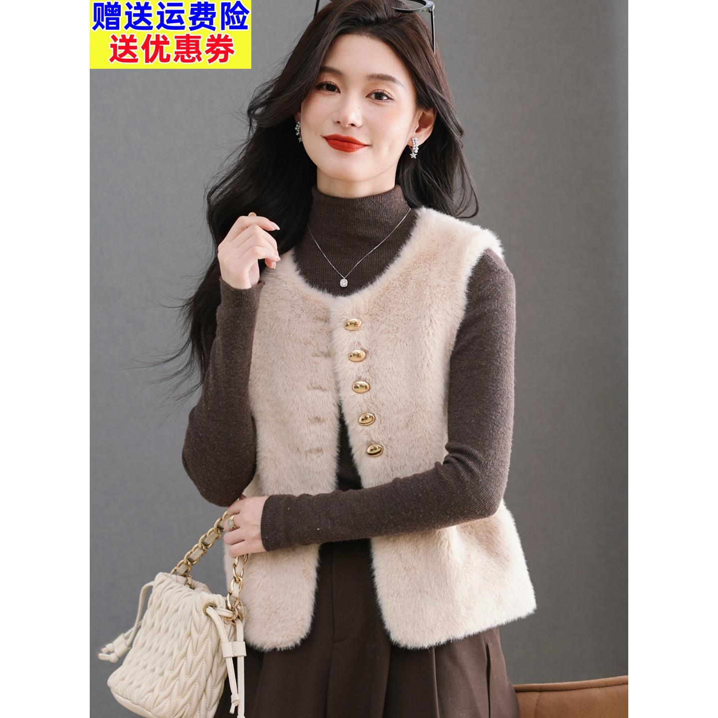 皮毛一体马甲女2025新款爆款秋冬小个子背心巨好看加厚羊羔毛外套