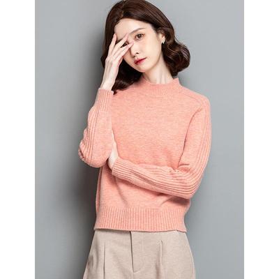 2025秋冬新款半高领毛衣女小个子短款宽松针织打底衫加厚内搭上衣