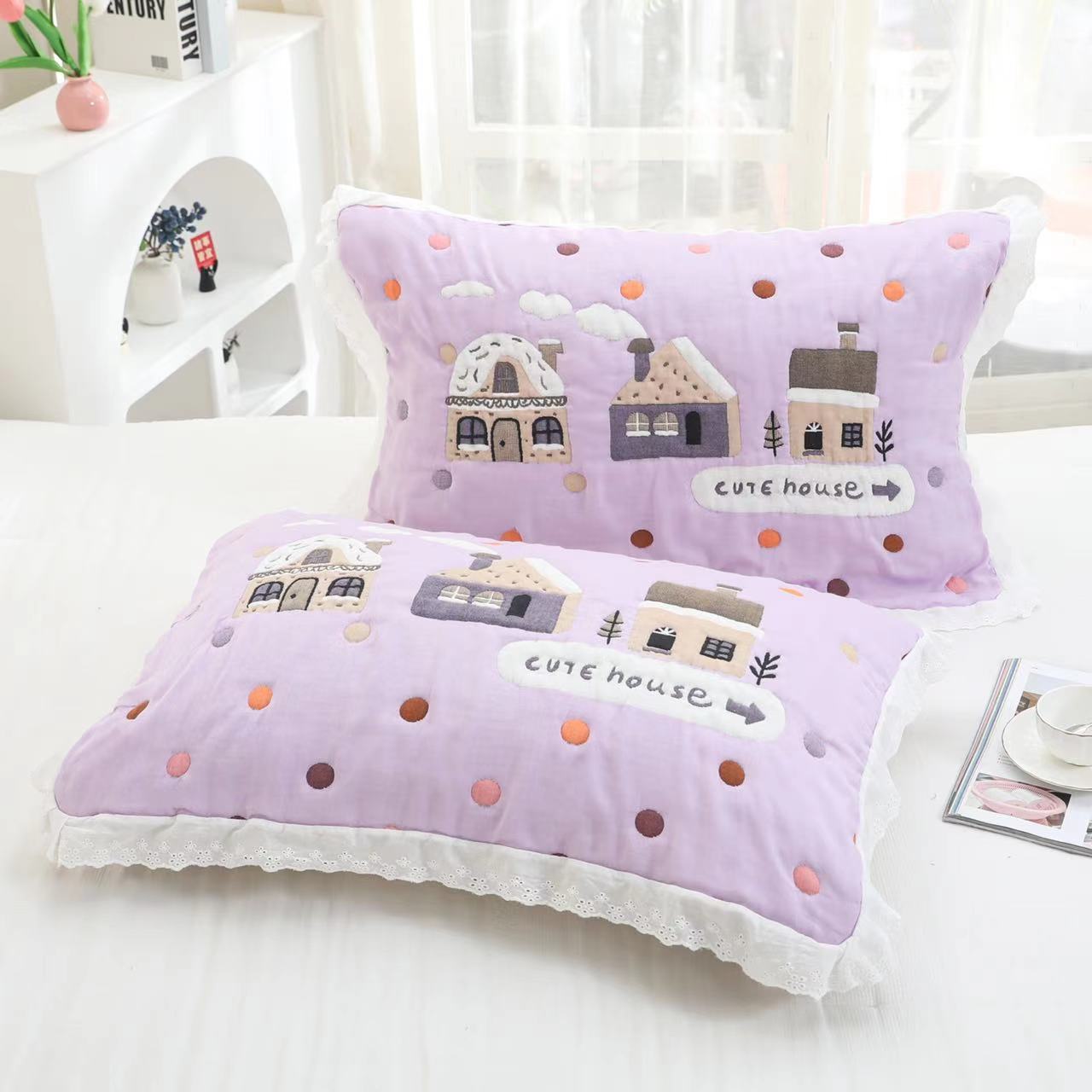 一对装纯棉加厚枕巾吸汗枕头巾