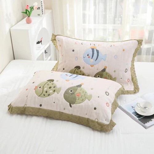 一对装纯棉加厚枕巾吸汗枕头巾